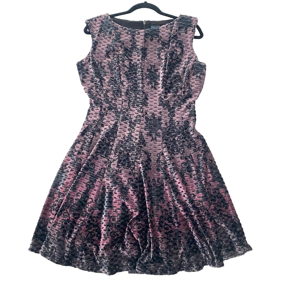 Gabby Skye Women 10 Sleeveless Dress Purple Black Velvet Fit Flare Dark Romantic